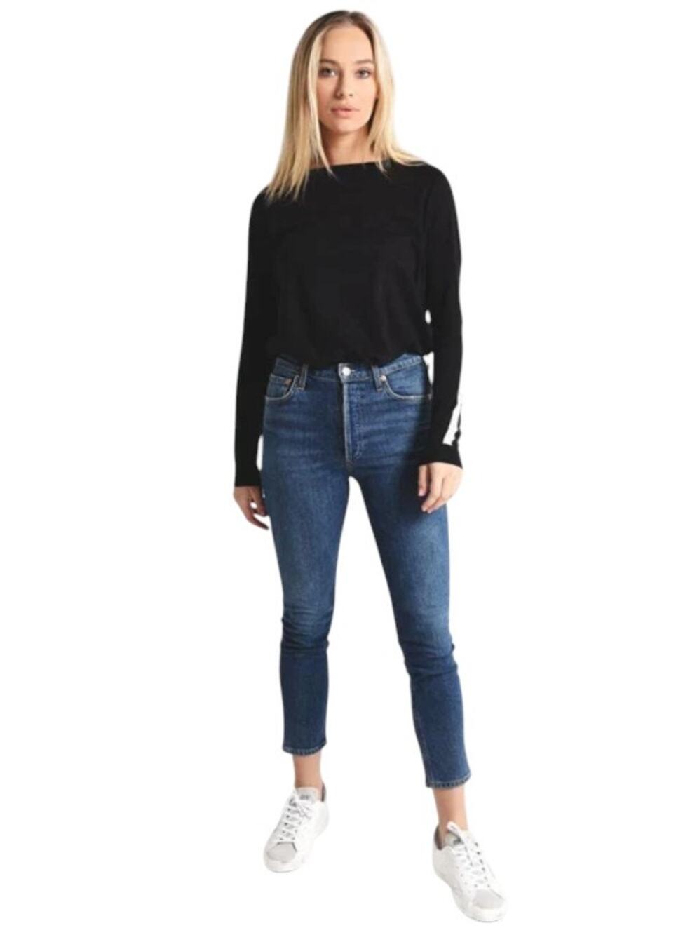 Agolde Blue Nico High Rise Slim Fit Cropped Jeans